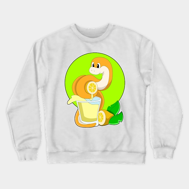 Snake with Glass of Lemon juice Crewneck Sweatshirt by Markus Schnabel